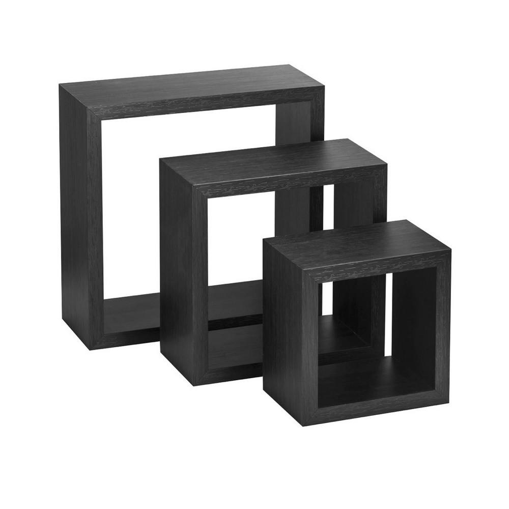 Repisa decorativa cubo negra 3 pzas