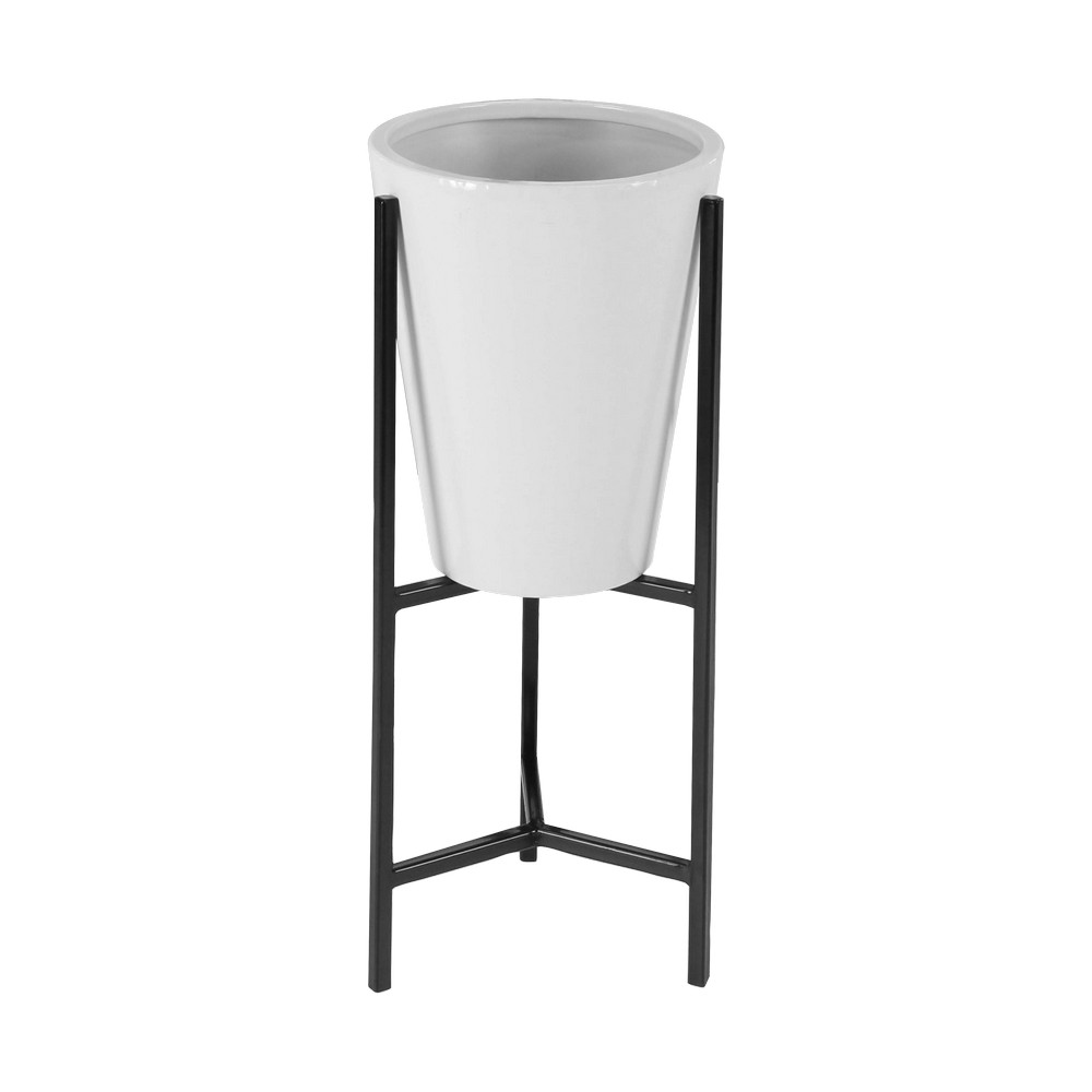 Maceta metalica 25 pulg blanca
