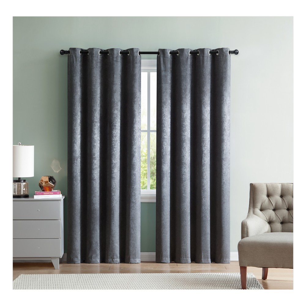 Cortina de tela blackout marco plateado de 132x228 cm