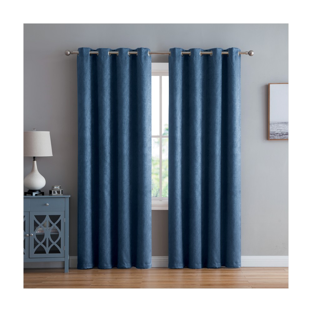 Cortina de tela wavelenght 52 x 90 pulg azul blackout