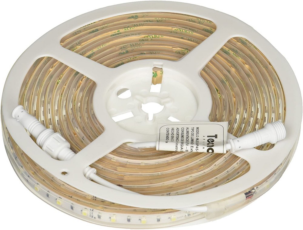 Manguera plana led silicon adaptador luz azul 5m ip45 127 v