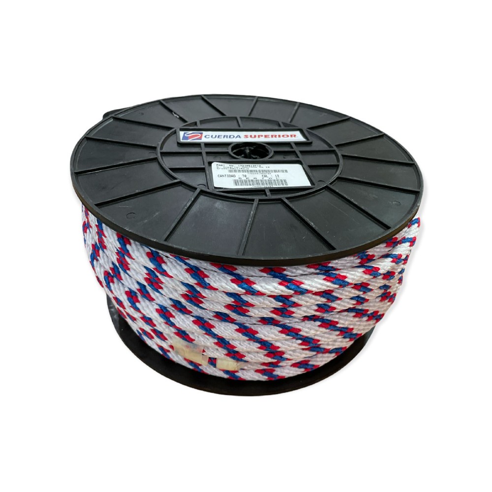 Cuerda polipropileno 12 nautica 1-2 pulg crudo- blanco-azul