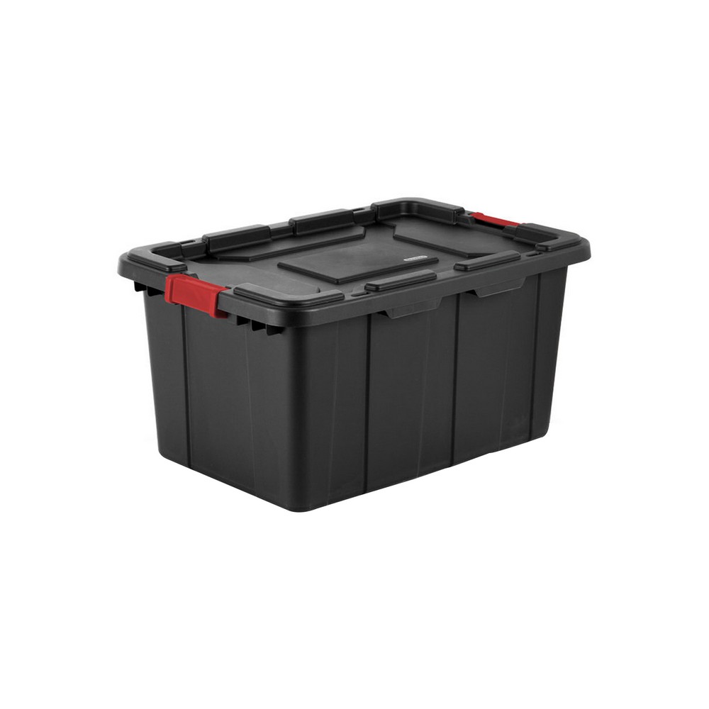 Caja industrial negra con clip rojo