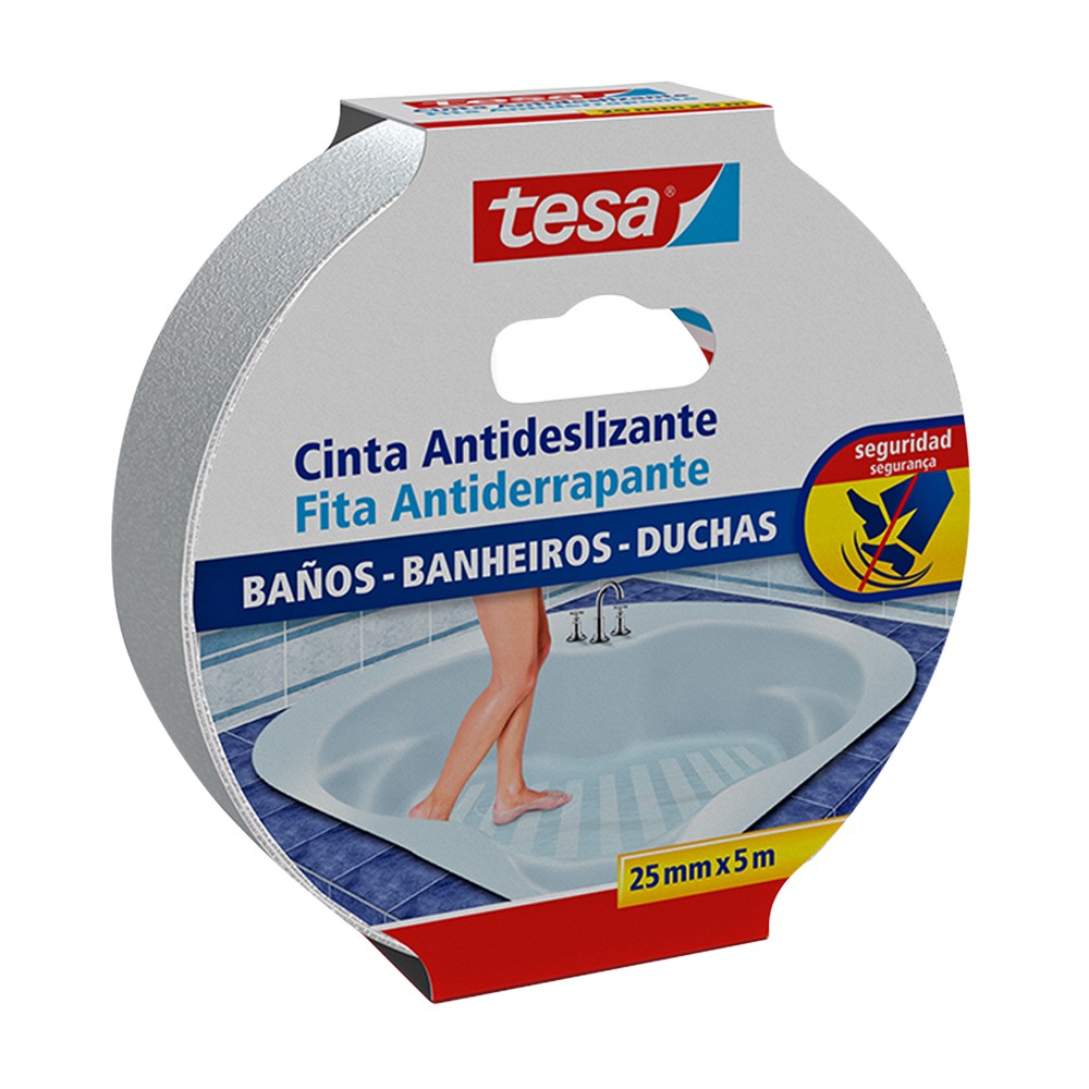 Cinta antideslizante para baño 5 m x 25 mm transparente