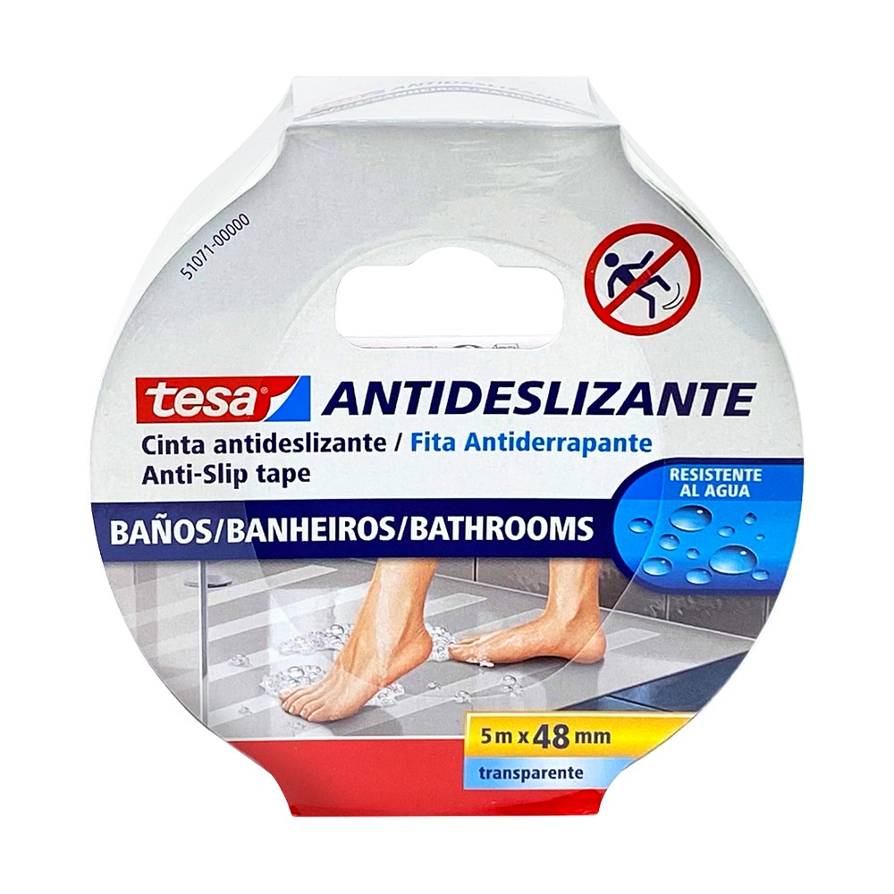 Cinta antiderrapante para baño ERGY. 2 (50 mm) x 5 m. Antideslizante para  baños, color transparente