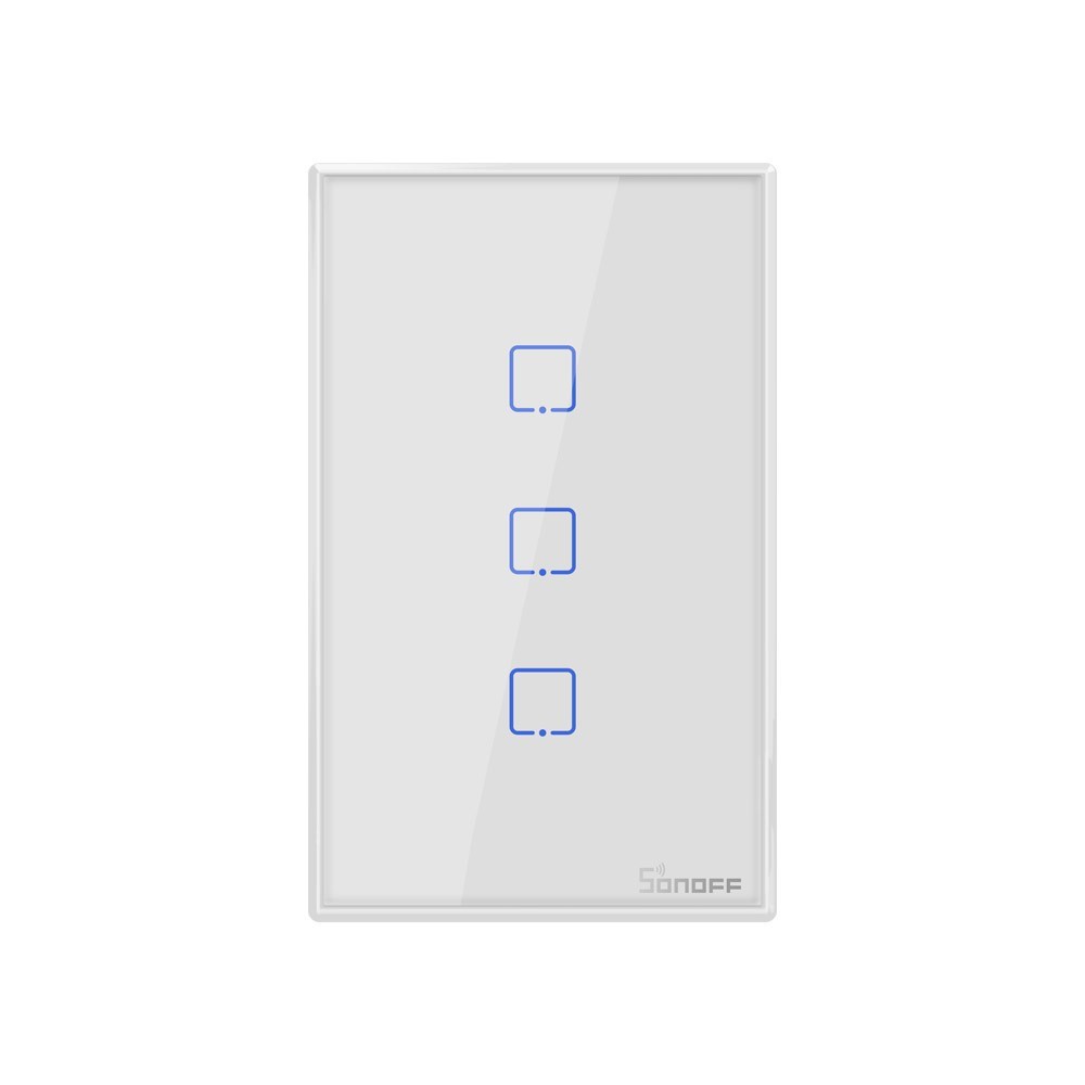 Interruptor triple de pared wifi 433mhz 3blanco led azul