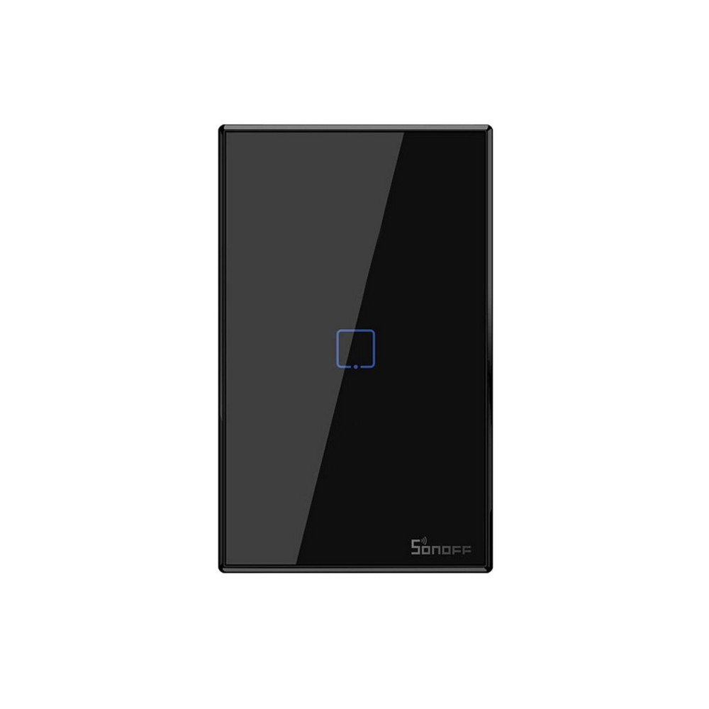 Interruptor sencillo de pared wifi 433mhz negro led blanca