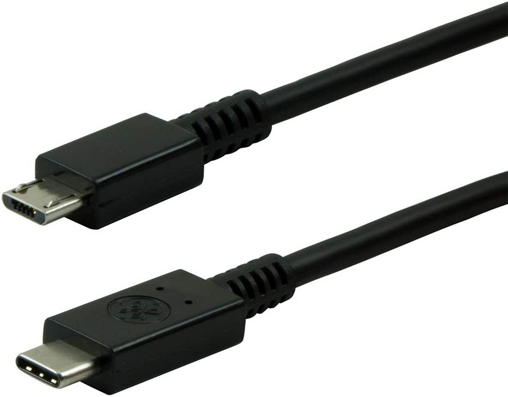 Cable micro usb-a usb-c 1 m negro