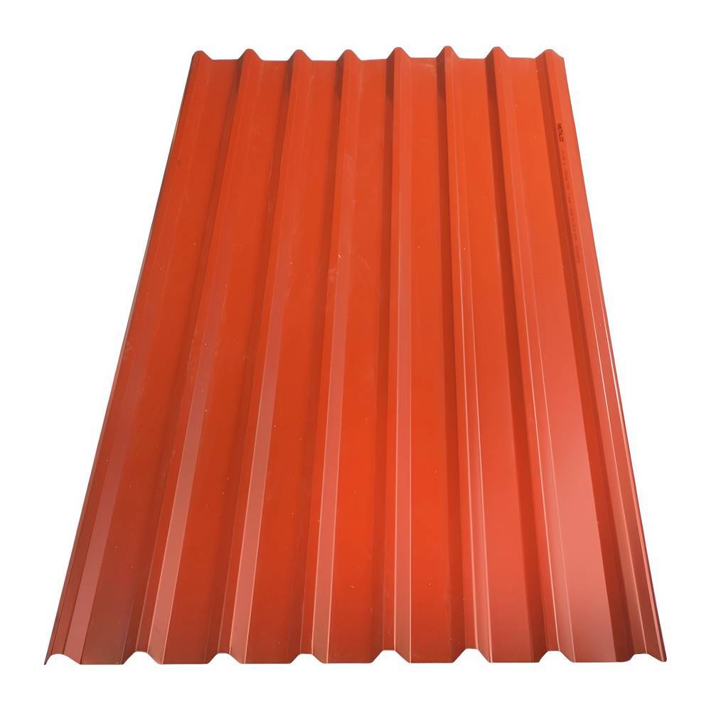 Lamina techo rectangular calibre 26 1.07x3.66 m roja esmaltada