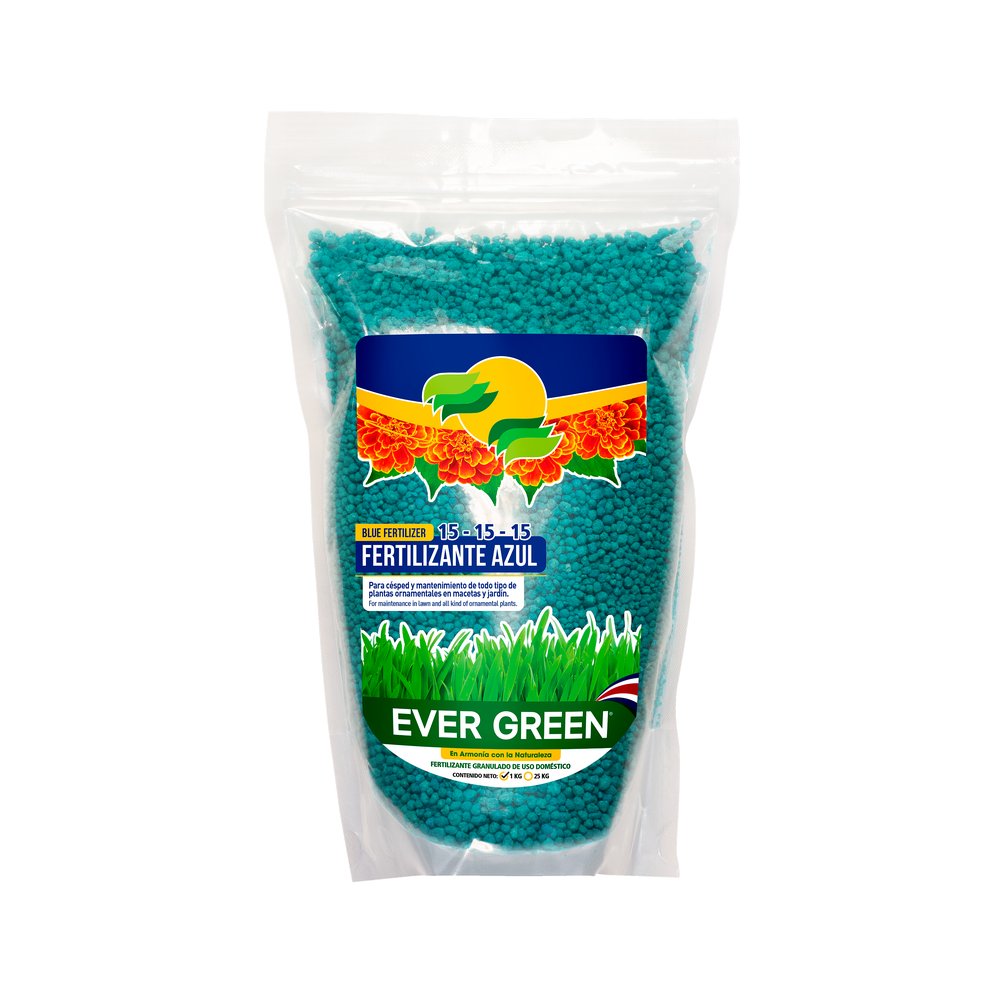 Fertilizante granulado azul 15-15-15 de 1 kg