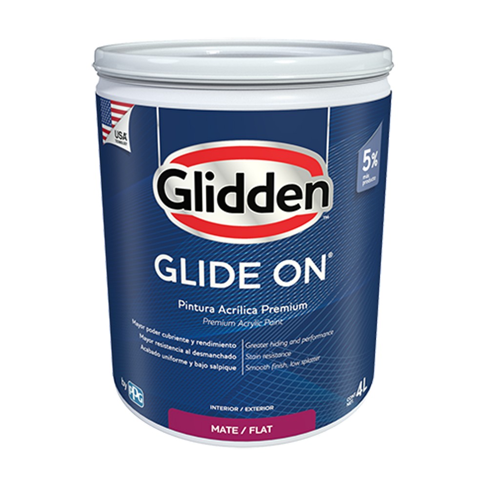 Pintura latex base pastel mate glide-on 3.785 l (gal)