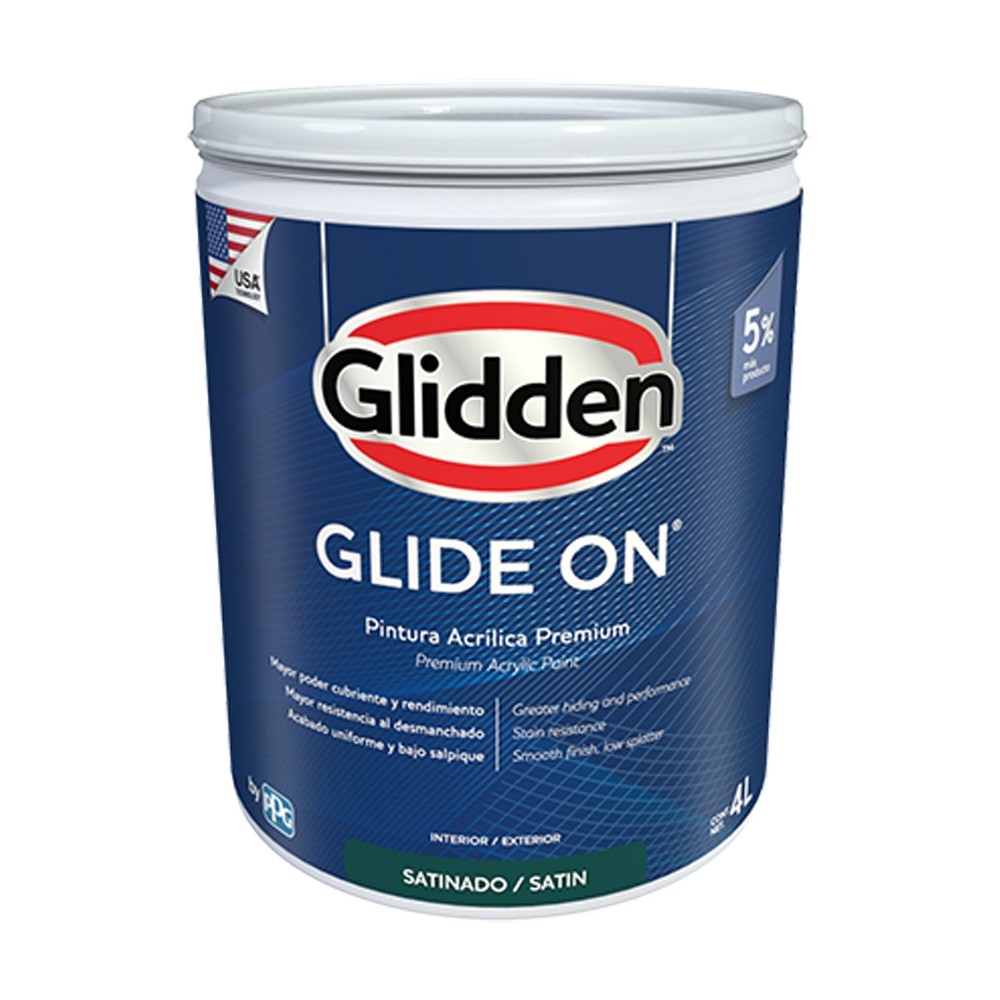 Pintura latex base pastel satin glide-on 3.785 l (gal)