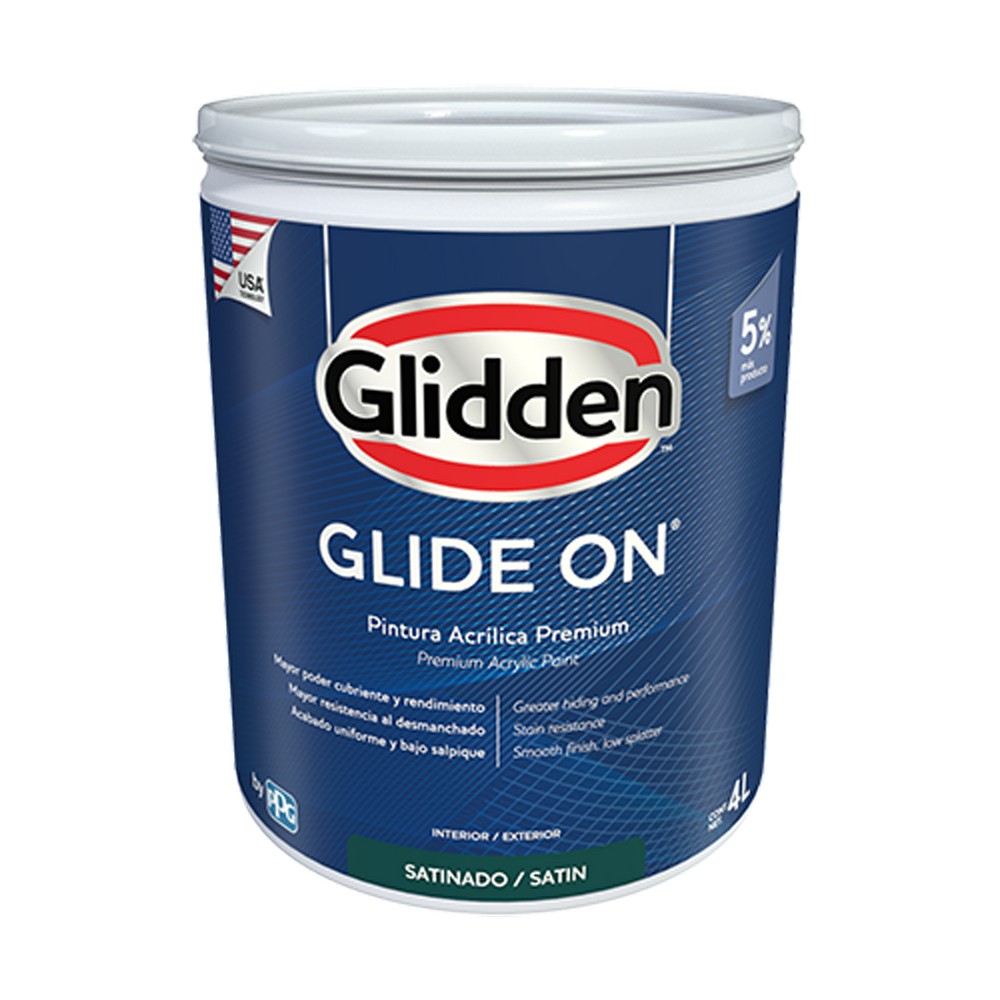 Pintura latex base intermedia satin glide-on 3.785 l (gal)