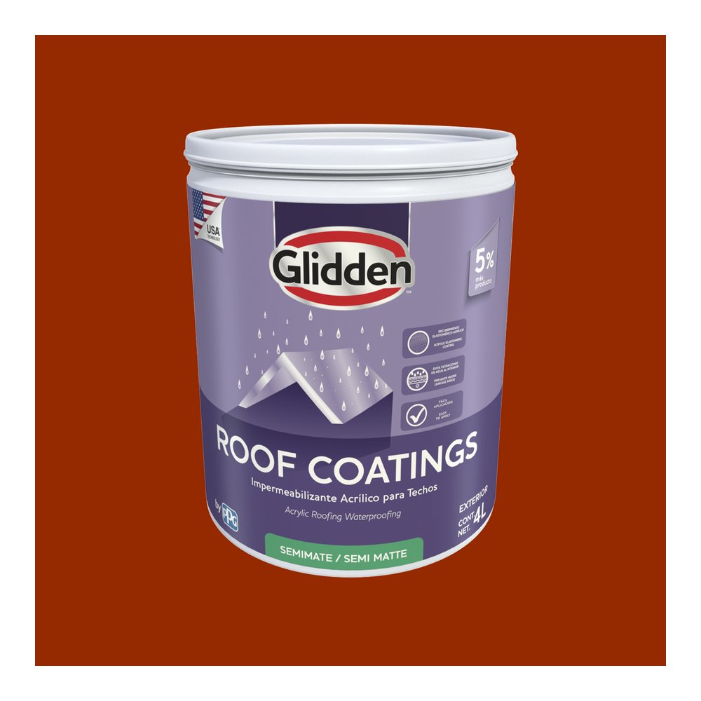 Impermeabilizante para techo 7a rojo semimate roof coatings 4 l (gal)