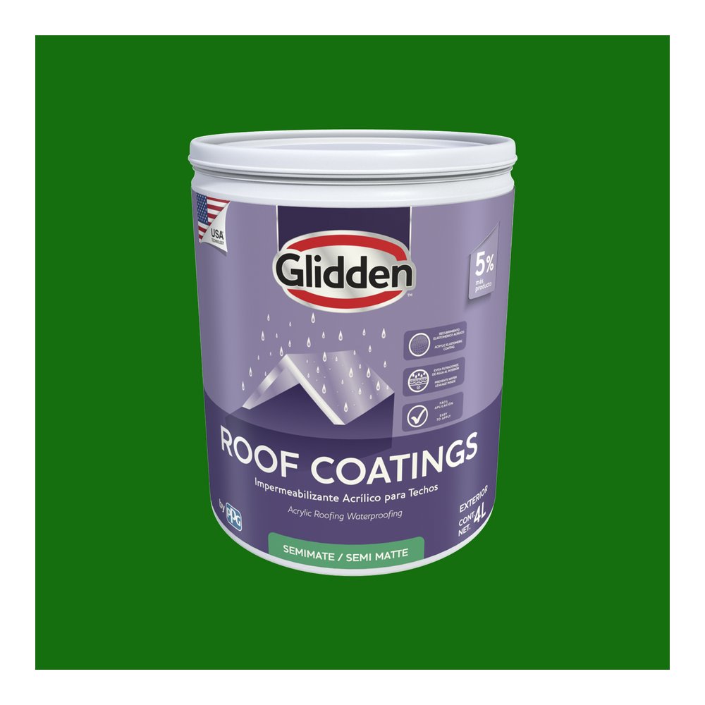 Impermeabilizante para techo 7a verde semimate roof coatings 4 l (gal)