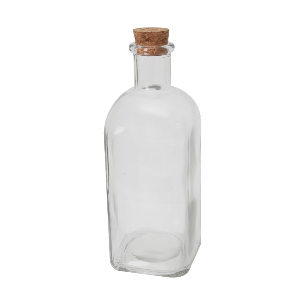 Botella Cristal Transparente 0,75L con Corcho para el Cierre, Diseño Liso y  Limpio 7,5X29