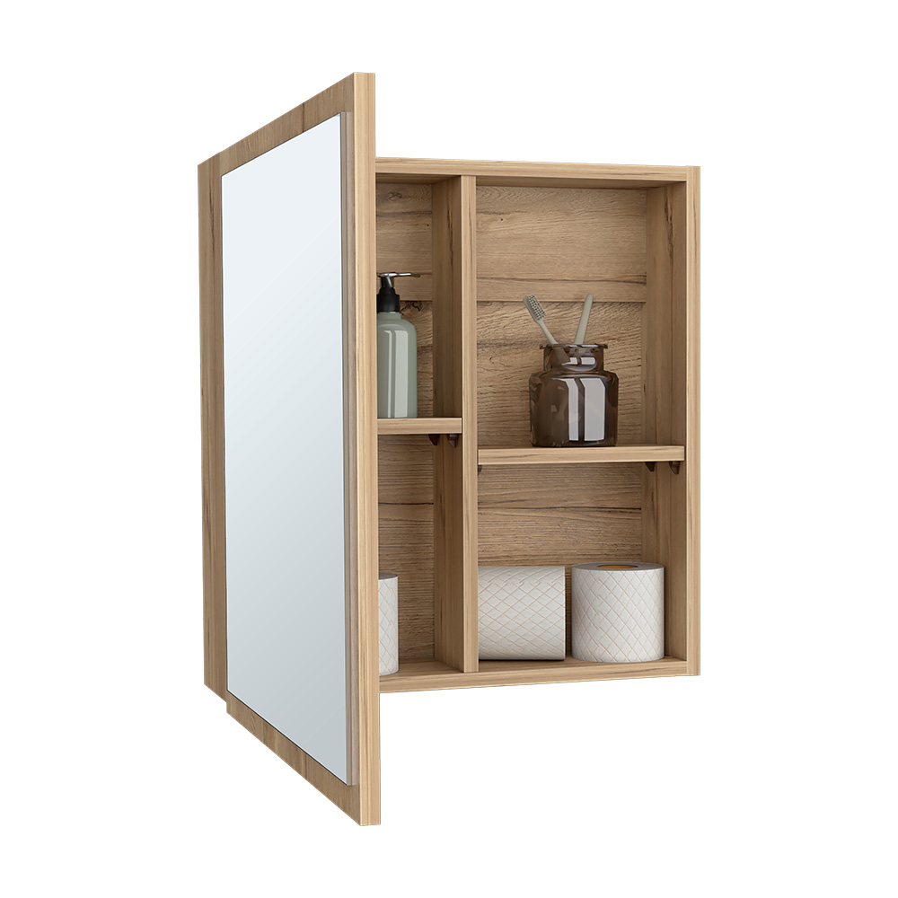 Gabinete para baño con espejo madera - Gabinetes de pared