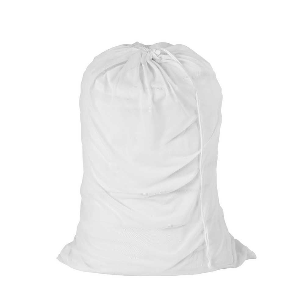 Bolsa de malla para ropa de cordon blanca