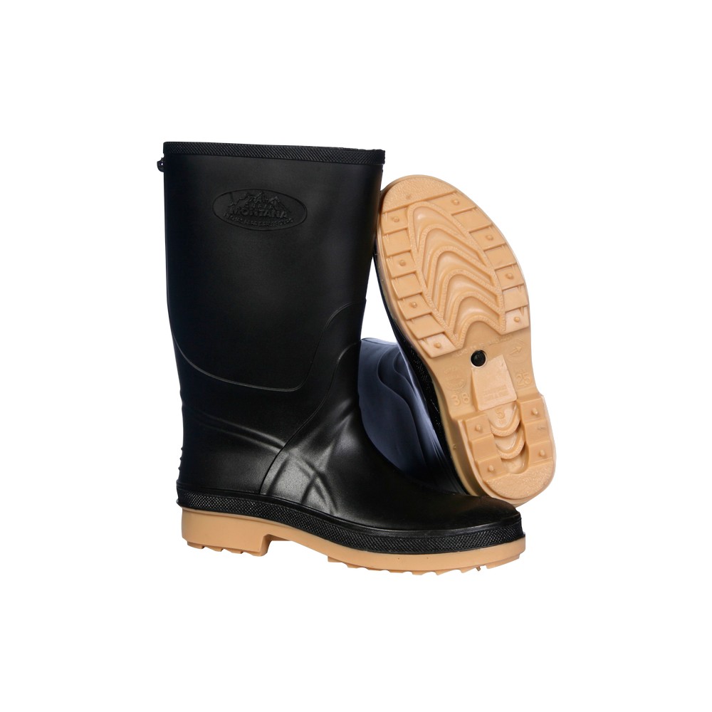 Bota de hule negra suela beige talla 43