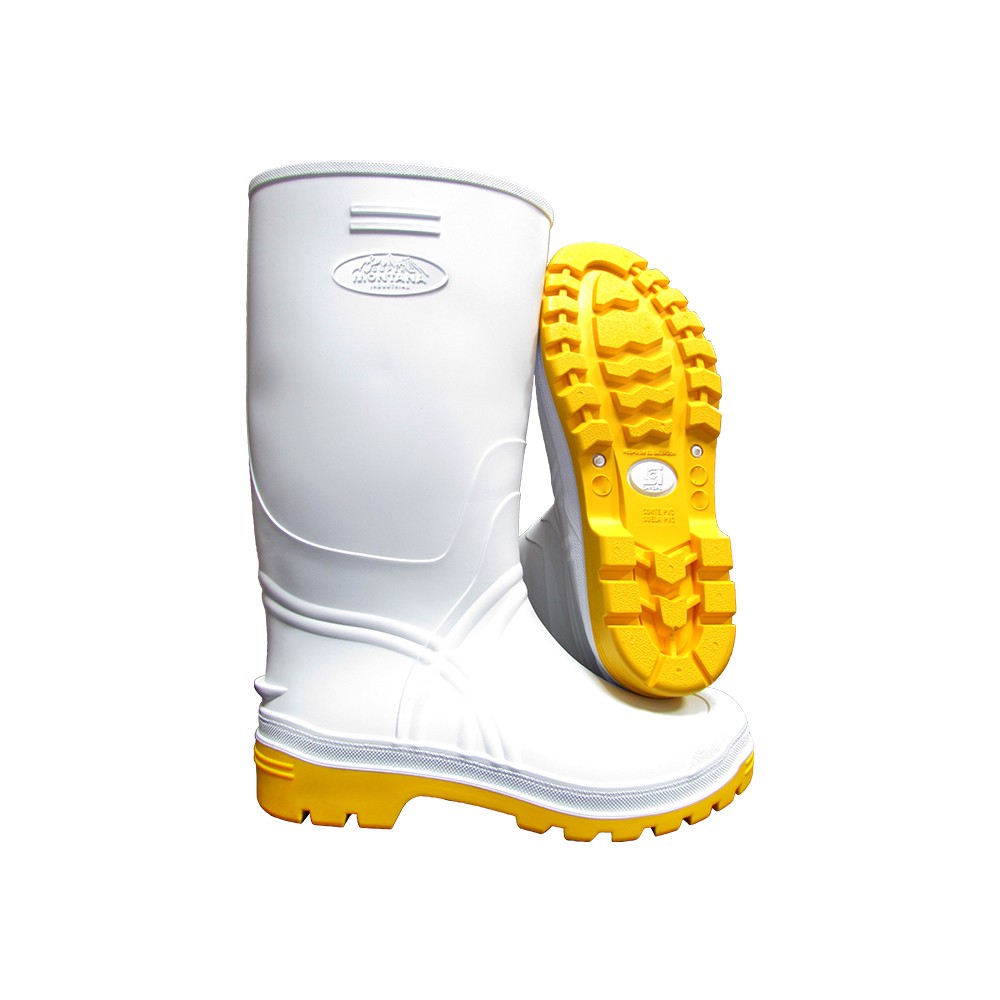 Bota super montana industrial 44 blanca - suela pvc amarilla