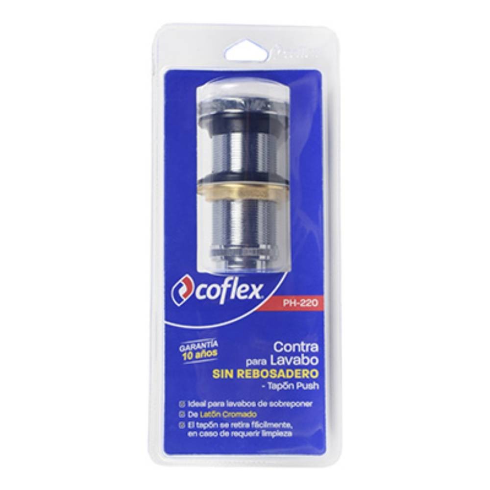 Desague metalico para lavatorio push 4-1-2 pulg