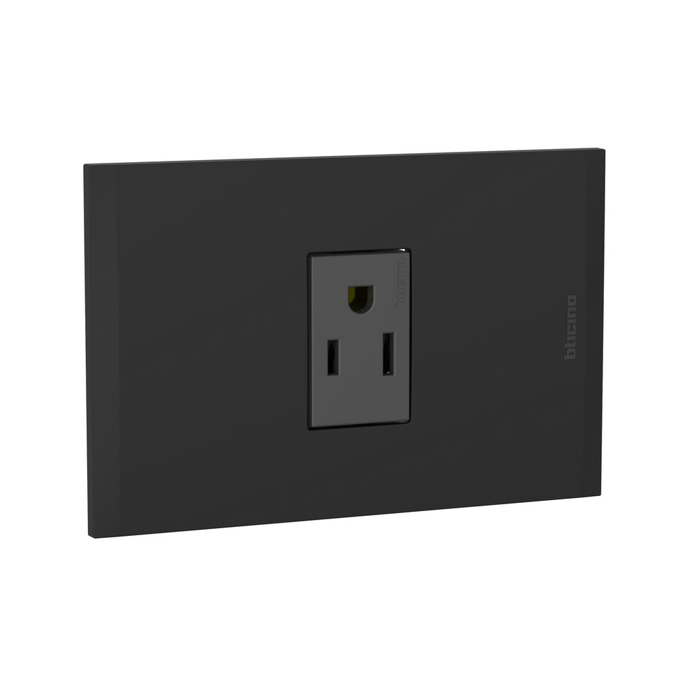 Tomacorriente sencillo 2p+t 16a negro bticino