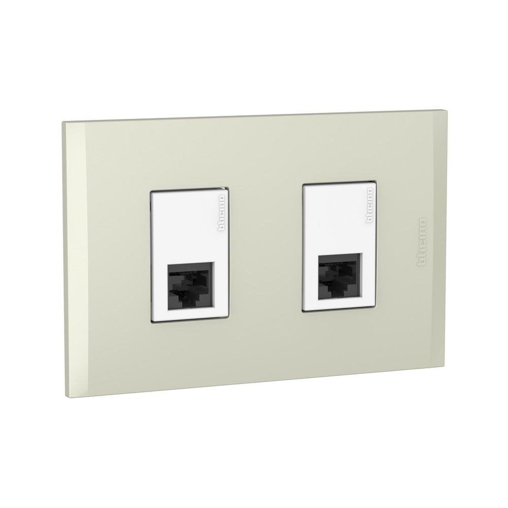 Toma datos cat6 doble rj45 8 hilos champagne bticino