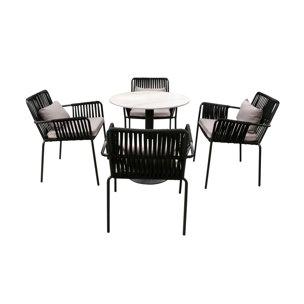 Comedor café cojin gris 5 piezas