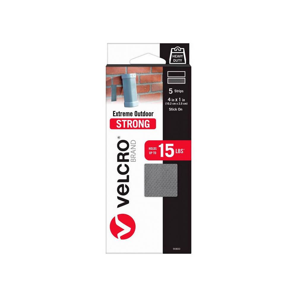 Velcro adhesivo color negro de 101.6 x 25.4 mm - 5 unidades