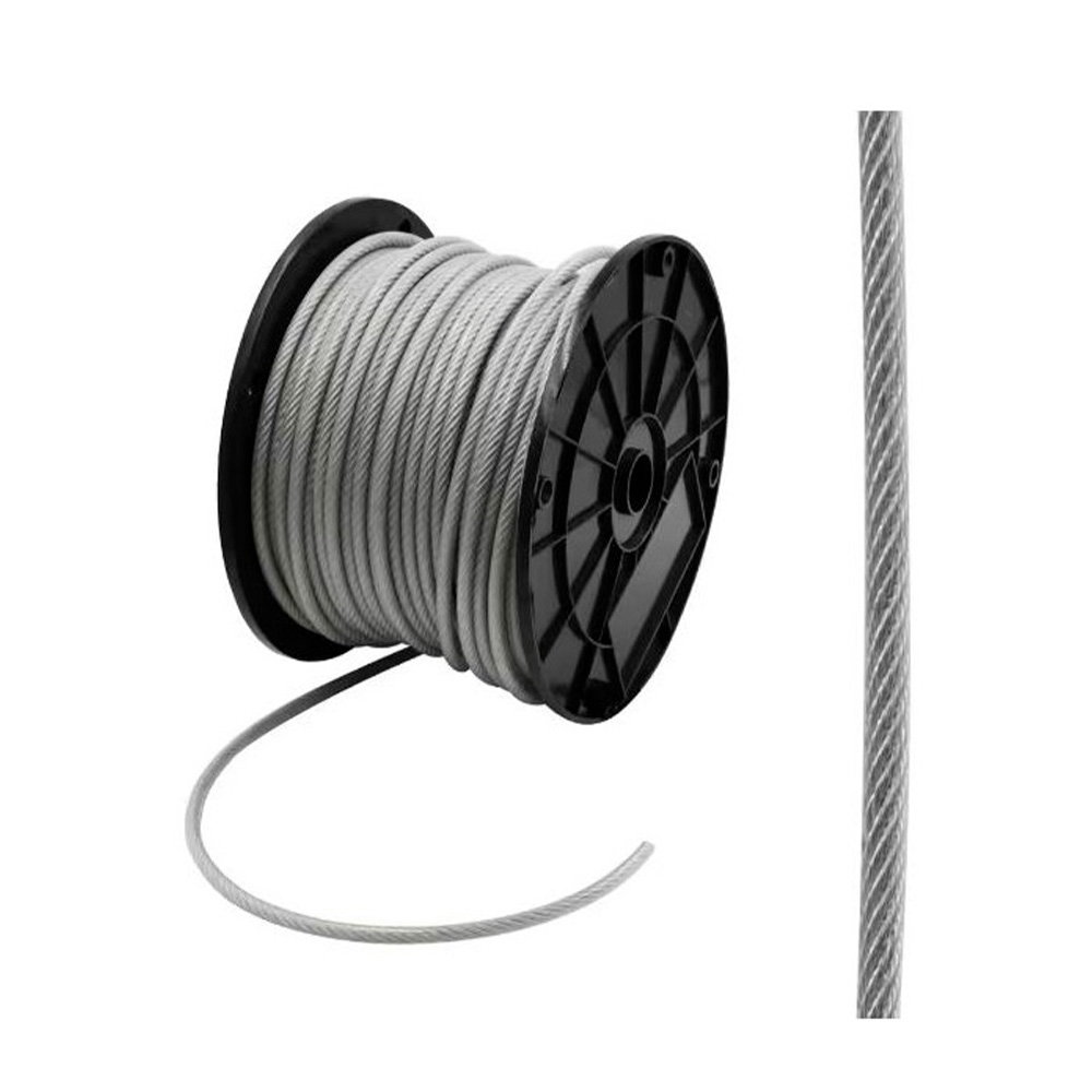 Cable de acero forrado 3/16 1/4 250 pies alma  de acero