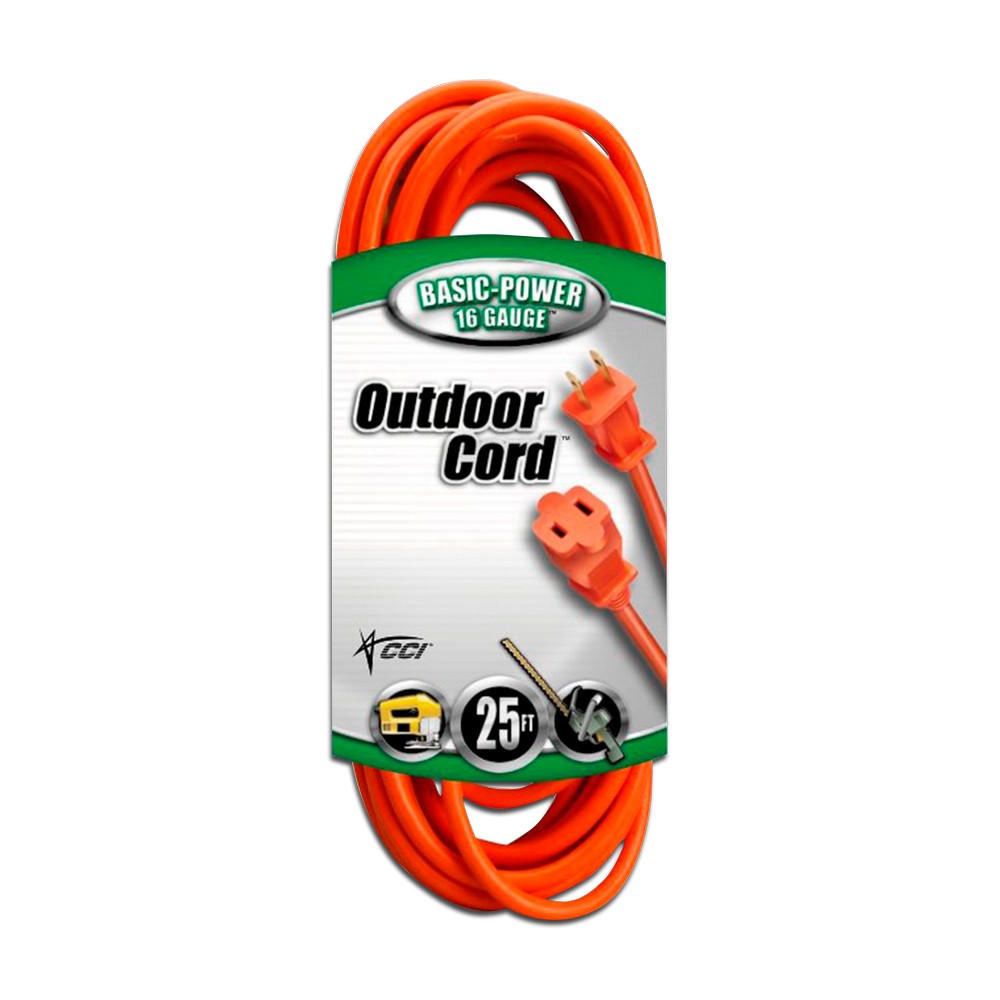 Extension electrica sjtw 2 x 16 25 ft naranja