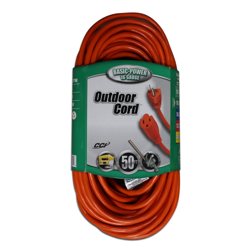 Extension electrica sjtw 3 x 16 50 ft naranja