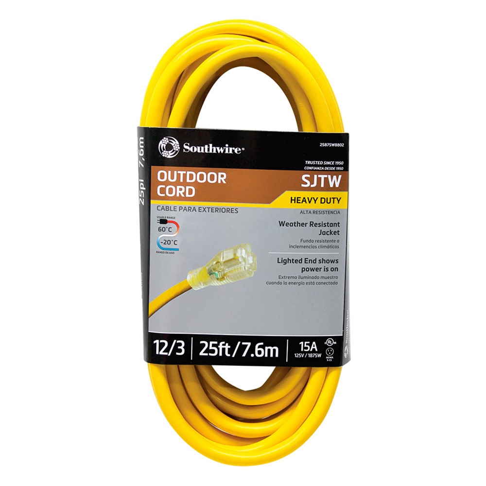 Extension electrica sjtw 3x12 25 ft caldia