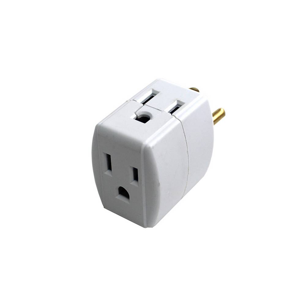 Adaptador tomacorriente polarizado blanco tres tomas