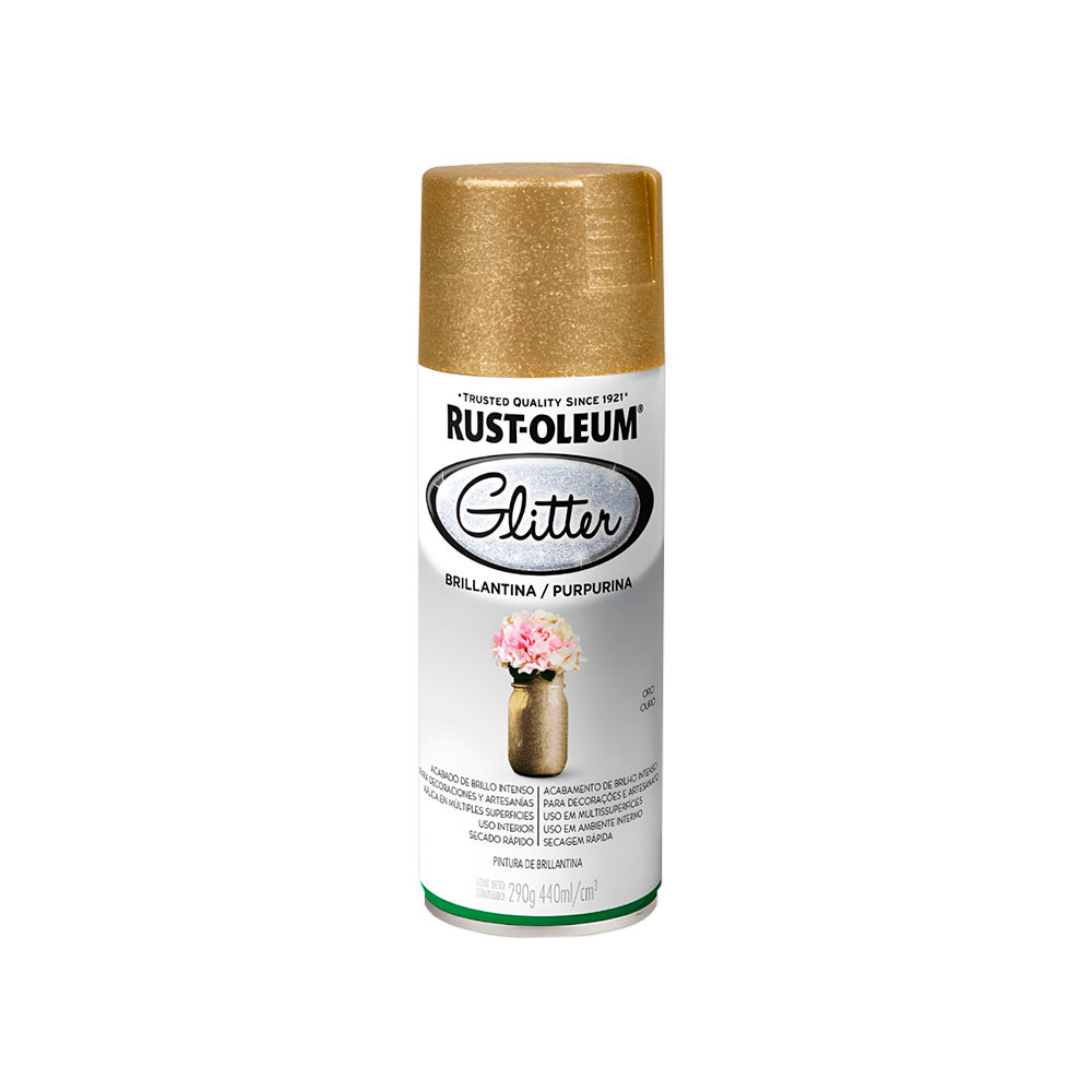 Pintura en spray oro con brillantina 10 onz