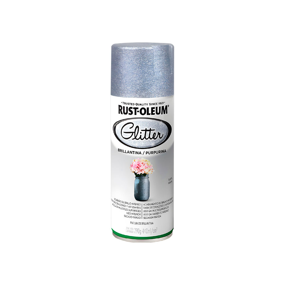 Pintura en spray plata con brillantina 10 onz