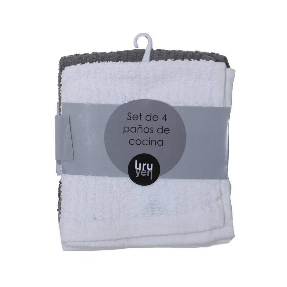 Toalla para cocina de microfibra gris/blanco de 30x30 cm
