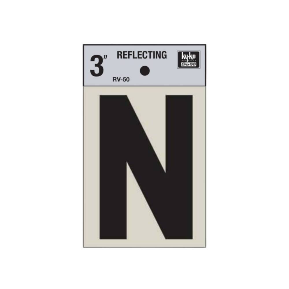 Letra n 3 pulg reflectiva