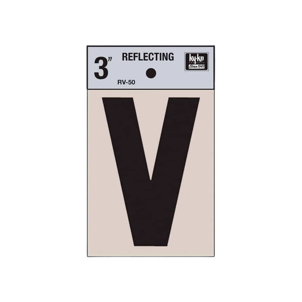 Letra v 3 pulg reflectiva