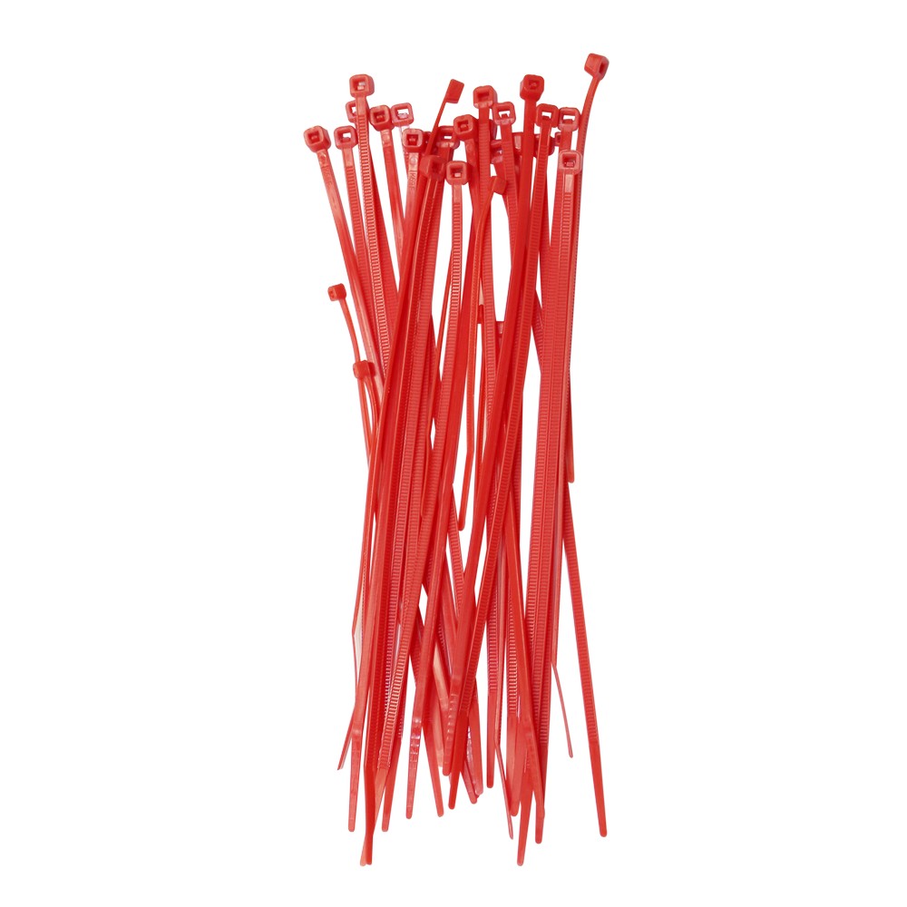 Cincho plástico 4-8 pulg (10.16 cm - 20.32 cm) rojo set de 50