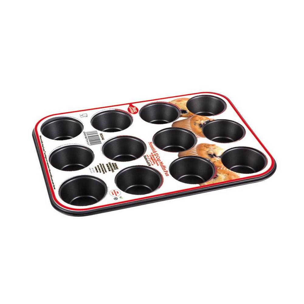 Molde de acero para muffin 12 espacios 26.5 x 35 cm