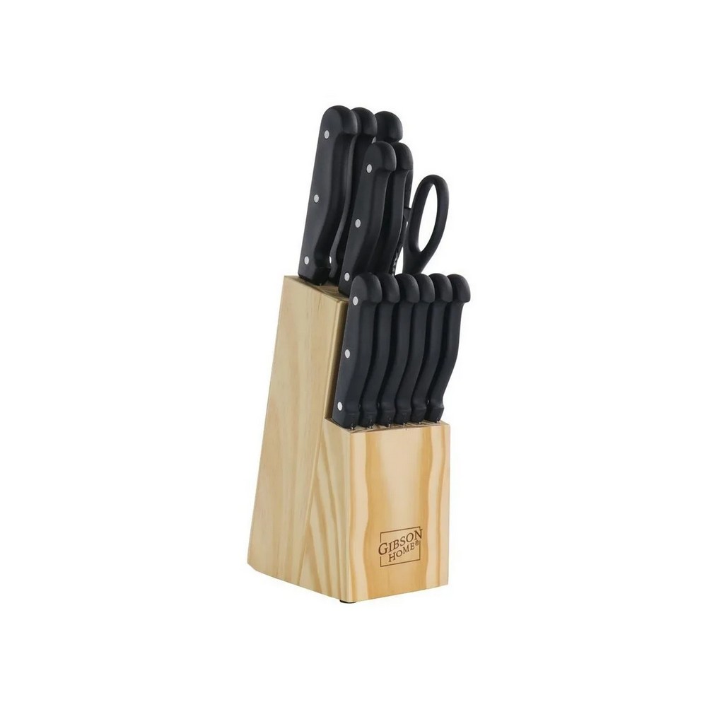 Cuchillos con bloque de madera negro 13 pzas