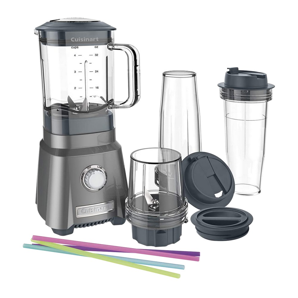 Licuadora compacta con accesorios gris mate 8 piezas
