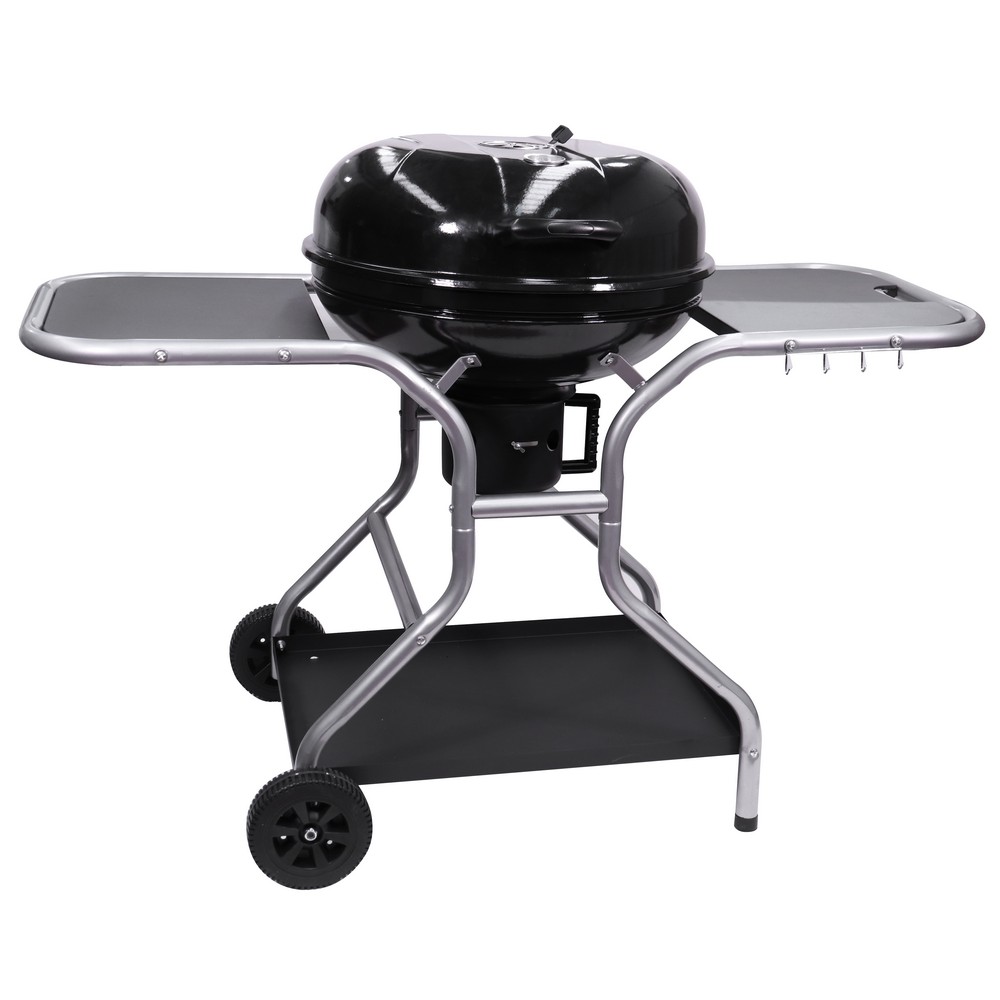 Barbacoa a carbon metalico cromado 47.3x53.5cm negro