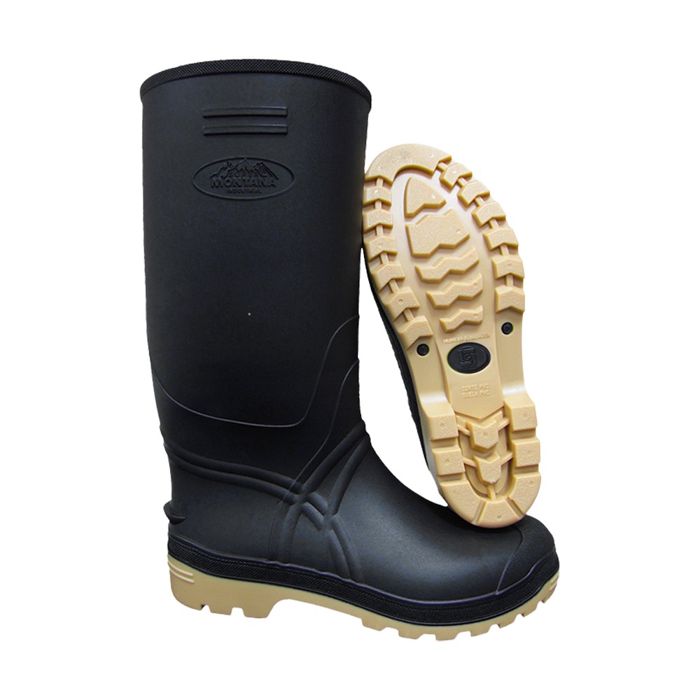 Bota de hule negra talla 43 suela beige super industrial