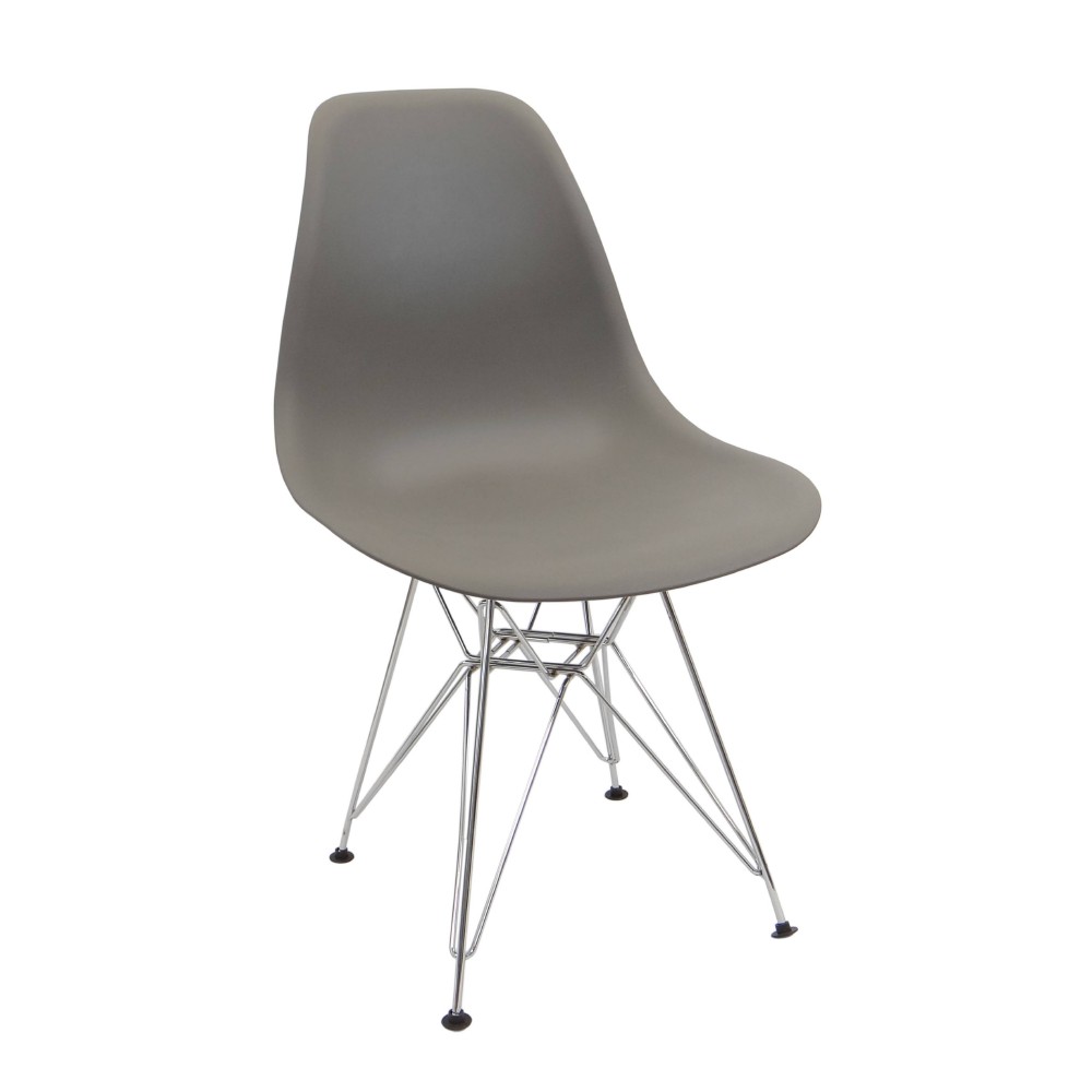 Silla plastica moderna patas metalicas gris