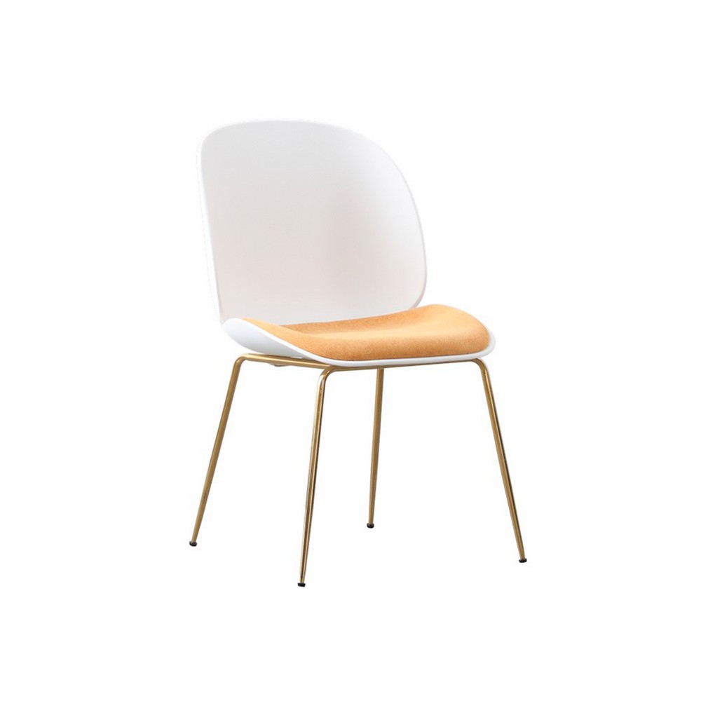 Silla plastica moderna blanca con café