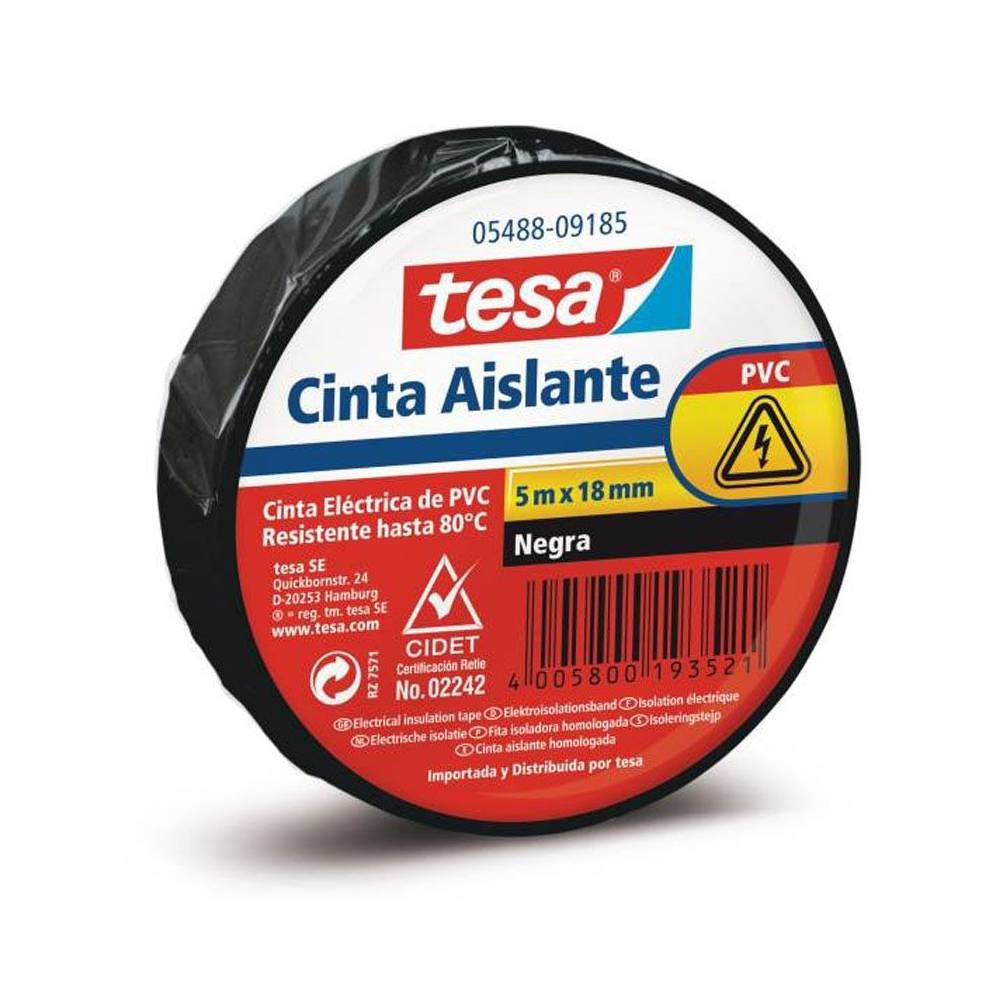 Tape electrico profesional 5 metros x 18 milimetros negro