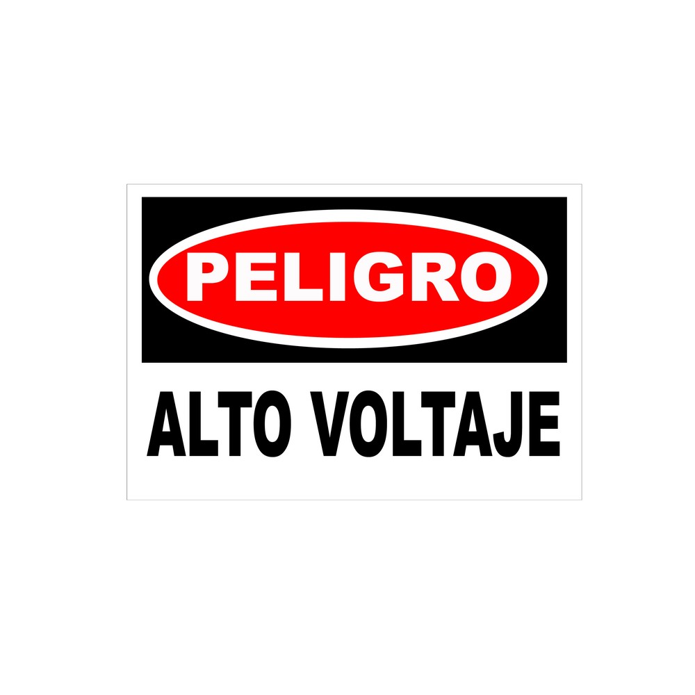 Rotulo peligro alto voltage 25x36cm