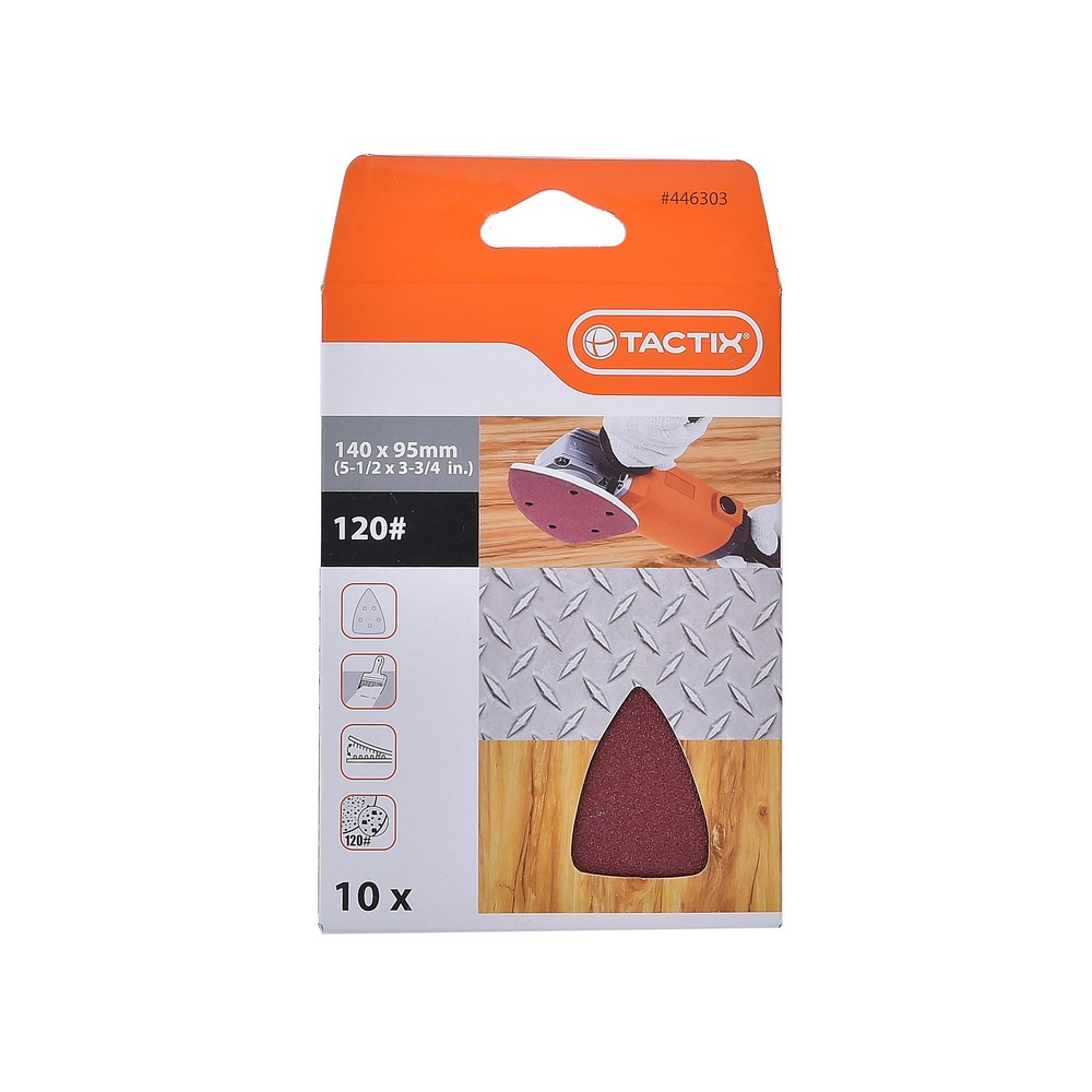 Set de lija triangular 5-1-2 pulg x 3-3-4 pulg grano 120 10 pzas